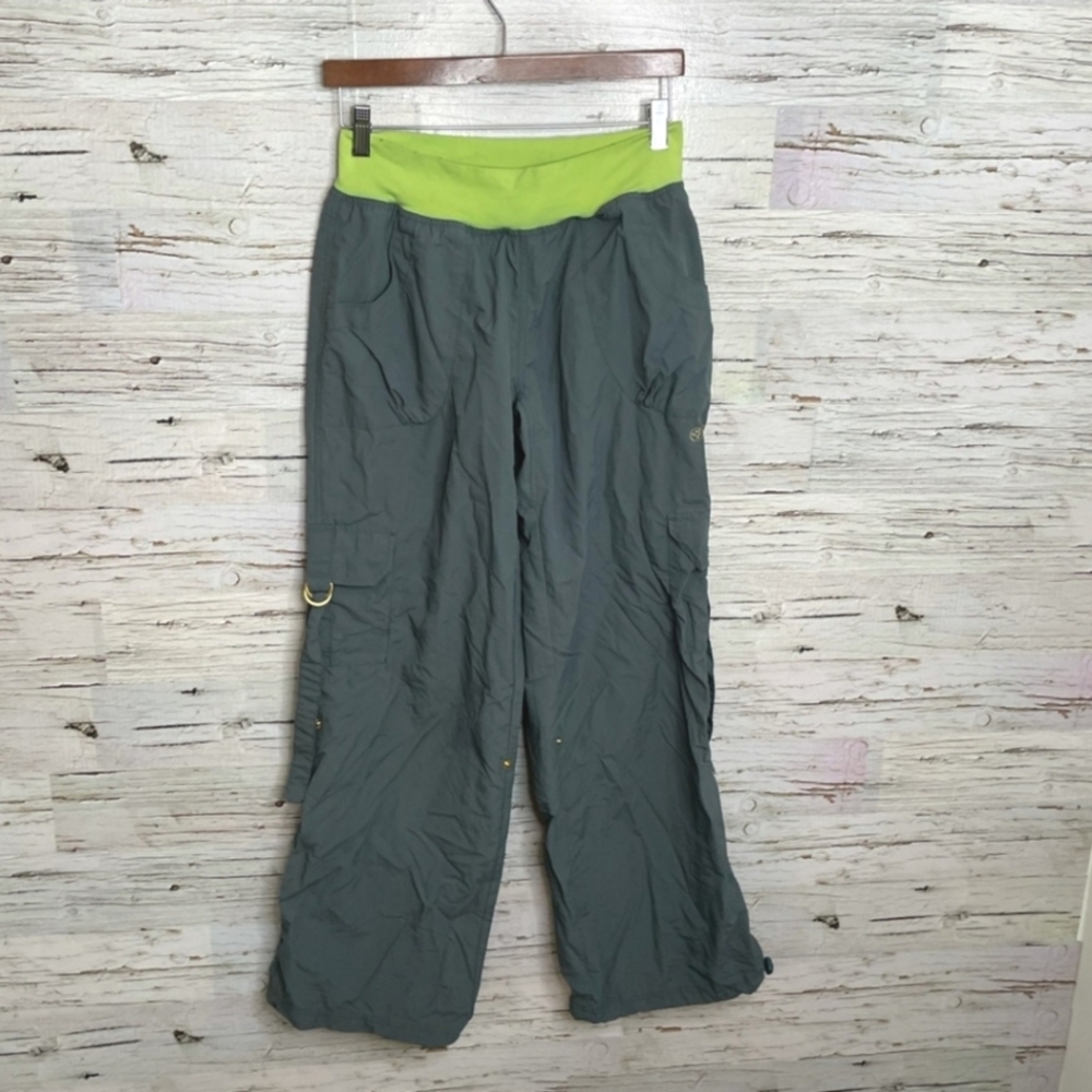 Gray and Green Large Zumba Pants